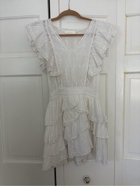 LoveShackFancy White Ruffled Mini Dress